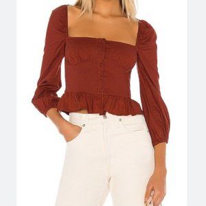 REVOLVE MAJORELLE Harriet Top Ruffle Corset Bustier Cropped Blouse